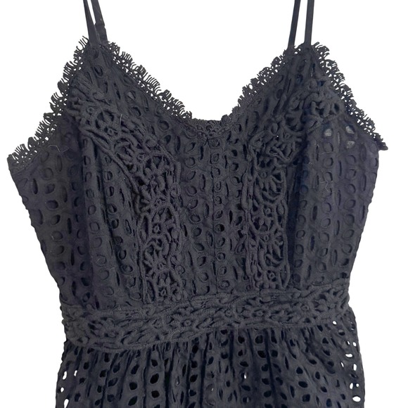 Japna Black Lace Eyelet Peplum Cami Top Small Boho Adjustable Straps 100% Cotton - Picture 2 of 6